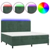 Vidaxl Box spring postelja z vzmetnico LED tem. zelena 200x200cm žamet