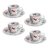 Tognana Set od 4 šolje za čaj Poema Hollyberry, Sa tacnama, 18 cl, Šareni