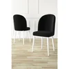 Hanah Home set trpezarijskih stolica Aste 6 kom, crna tkanina Babyface, bele metalne noge