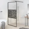 Pregrada za tuš 115 x 195 cm staklo ESG s uzorkom kamena crna