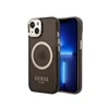 GUESS Maska za iPhone 14 Plus, Gold Outline, Translucent, MagSafe, Crna