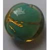 Disk 20 mm tirkiz sa zlatnom sarom- Lampwork perle