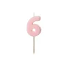PartyDeco Rojstnodnevna svečka številka 6, roza, 5,5 cm