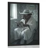 Plakat bivol s časopisom na stranišču - 20x30 white