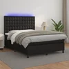 Krevet box spring s madracem LED crni 140 x 190 cm umjetna koža