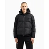 Armani Exchange za moške. XM000348AF12286UC001 Bleščeča najlonska puhovka s snemljivo kapuco črna (S), Črna, Prilo&