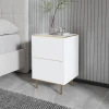Hanah Home Noćni ormarić Imaj 40x60x35cm Beli mermer-Zlatni