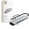 TECH-PROTECT HB03 HUB adapter USB-C + USB - 3x USB / USB-C / RJ45, siva