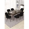 Hanah Home Set Trpezarijski sto i 6 stolica Nef, Crno-braon