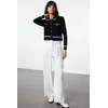 Trendyol Black Color Blocked Polo Neck Knitwear Cardigan