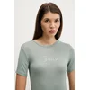 Kratka majica Juicy Couture SHEER FITTED TEE ženska, zelena barva, JCWCT225301