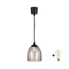 Brilagi - LED luster na sajli R GLASS 1xE27/60W/230V prečnik 17 cm crna/zadimljeno bež