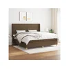 Den Box spring postelja z vzmetnico temno rjav 200x200 cm blago