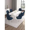 Hanah Home Set Trpezarijski sto i 6 stolica Are, Plavo-beli