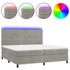 Vidaxl Box spring postelja z vzmetnico LED svetlo siva 200x200cm žamet