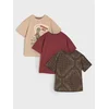 Sinsay - Pamučne majice sa printom dinosaurusa 3 pack - smeđesivo