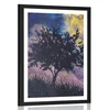 Plakat s paspartujem sijoča luna na nočnem nebu - 40x60 white
