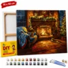 ERS Slika po številkah z okvirjem Božični kamin 70x50 cm