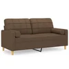 Vidaxl Kavč dvosed z blazinami rjav 140 cm blago