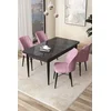 Hanah Home Set Trpezarijski sto i 4 stolice Arp, Crno-roze