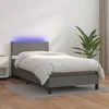Krevet box spring s madracem LED sivi 90x200 cm od umjetne kože