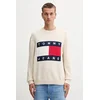 Bombažen pulover Tommy Jeans moški, bež barva, DM0DM22105