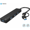 NATEC MAYFLY, USB 3.0 Hub, 4-Port, USB-A + USB-C Adapter, dužina kabla 15 cm (NHU-2023)