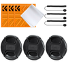 K&F Accessory 9-in-1 set, 52mm Center Pinch Lens Cap with string (unstringing)*3+Vacuum Cleaning