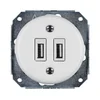 Reblig -Porcelanska retro USB utičnica bez rama sa 2x USB-A, bela