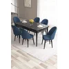 Hanah Home Set Trpezarijski sto i 6 stolica Roz, Plavo-crni