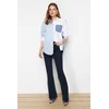 Trendyol Blue Color Block Oversize Wide Fit Woven Shirt
