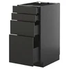 METOD / KNIVSHULT Podni element 4 fronta/4 fioke, Crnosiva/Nickebo boja antracita, mat, 40x60 cm