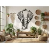 WallXpert metalni zidni ukras 5511, slon od krošnji drveća sa pticama, 71 x 90 cm, crni