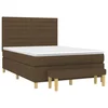 Vidaxl Box spring postelja z vzmetnico temno rjav 140x190 cm blago
