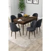 Hanah Home trpezarijski set Rut, sto na razvlačenje i 6 stolica, ploča u dekoru drveta Baroque, antracit tkanina Babyface