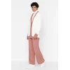 Trendyol Dried Rose Stripe Detailed Cardigan-Pants Knitwear Set