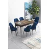 Hanah Home Set Trpezarijski sto i 6 stolica Han, Plavo-braon