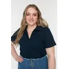 Trendyol Curve Navy Blue Ribbed Knitted Blouse