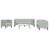 3-dijelni set sofa Chesterfield svjetlosivi baršunasti
