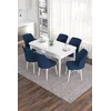 Hanah Home Set Trpezarijski sto i 6 stolica Eva, Plavo-beli