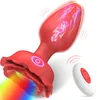 SuperLove Horny Rose Light-Up Vibrating Butt Plug with Remote Red
