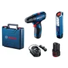 Bosch Akumulatorska bušilica - odvrtač GSR 120-Li, Lampa GLI 12V-300, 2x 2.0Ah, Kofer 06019G8004
