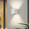 Lindby Smart LED zunanja stenska svetilka Dara, 10 cm, bela, CCT Tuya - Sodobni - Aluminij