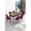 Hanah Home Set Trpezarijski sto i 6 stolica Han, Bordo-braon