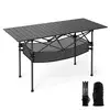 Northix Zložljiva kamp miza aluminij črna 119x56 cm 100 kg