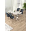 Hanah Home trpezarijski set Lai, sto i 4 stolice, ploča u dekoru belog mermera, hromirane noge, antracit tkanina Babyface