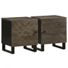 Vidaxl Nočna omarica 2 kosa črna 40x33x46 cm trden mangov les