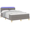LED Box Spring Krevet Sivo-smeđa 140 x 200 cm tkanina