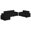Sofa 3 pcs Crna 220 x 80 x 84 cm Platnasta tkanina
