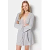 Trendyol Gray Belted Lace Detailed Viscose Knitted Dressing Gown